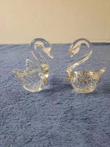 4 Inch Swan Hand blown glass Set Of 2