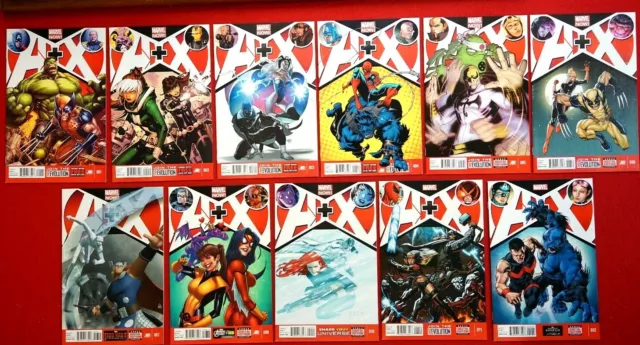 A Vs X, 1 2 3 4 5 6 7 8 10 11 12, X-Men Avengers, Near-Complete Set Lot Marvel