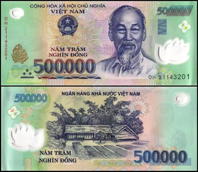 Vietnamese Dong 500K 500000 Polymer Banknote Vietnam VND Uncirculated UNC