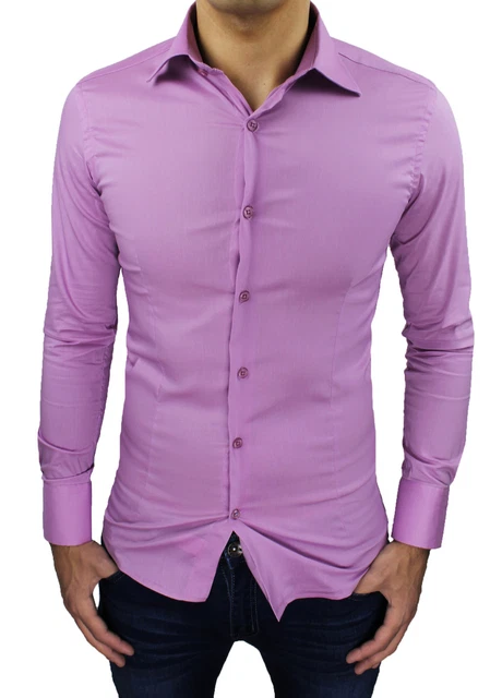 CAMICIA UOMO DIAMOND SARTORIALE ROSA COTONE SLIM FIT CASUAL ELEGANTE da S a XXL