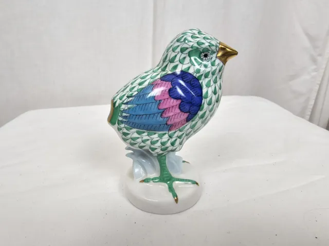 Herend Hungary Emerald Green Fishnet Chick 5034 24k Gold Accents Hand Painted