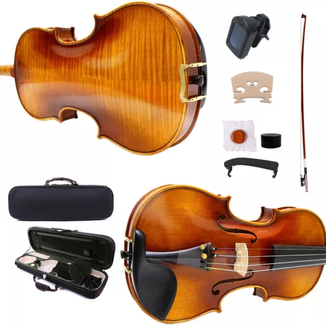 Hand Made Violin 4/4 Spruce Flamed Maple Ebony Fittings Professional Violin Kit