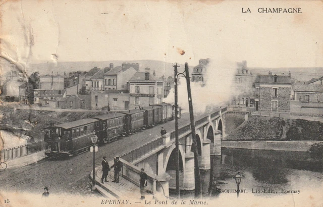 CPA 51 EPERNAY Le Pont sur la Marne  (Avec C.B.R. ) etat a voir