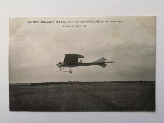 Cpa Aviation - Grande Semaine D'aviation De Champagne 1909 Latham En Plein Vol