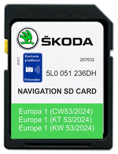 Carte SD Navigation GPS Europe V17 ECE 2023-2024 - 5L0051236DB 32GB - Compatible Skoda Amundsen Discovery Media 2 MIB2 Navigation AS