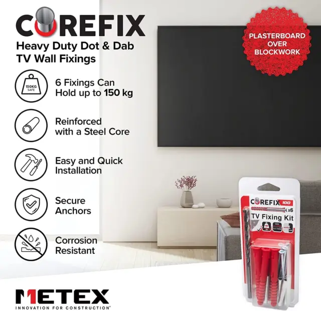Corefix Fissaggi a parete TV 100 mm - Spine da parete in cartongesso su blocchi e per -