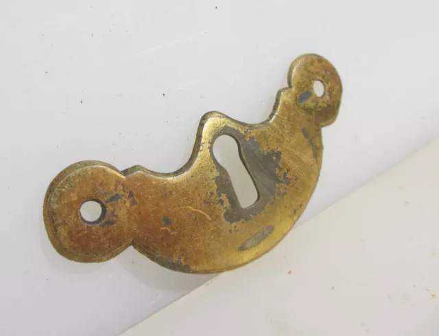 Victorian Brass Escutcheon Keyhole Plate Old Hardware Cupboard Drawer Antique