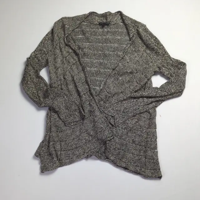 Eileen Fisher Womens Medium M Gray Open Cardigan Knit Sweater Linen Wool Blend