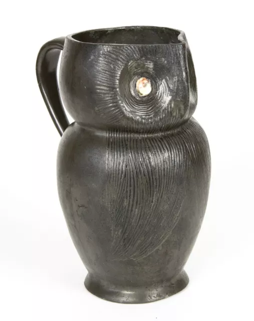 -LIBERTY & Co.- TUDRIC PEWTER OWL BIRD JUG PITCHER WITH SHELL EYES No. 035