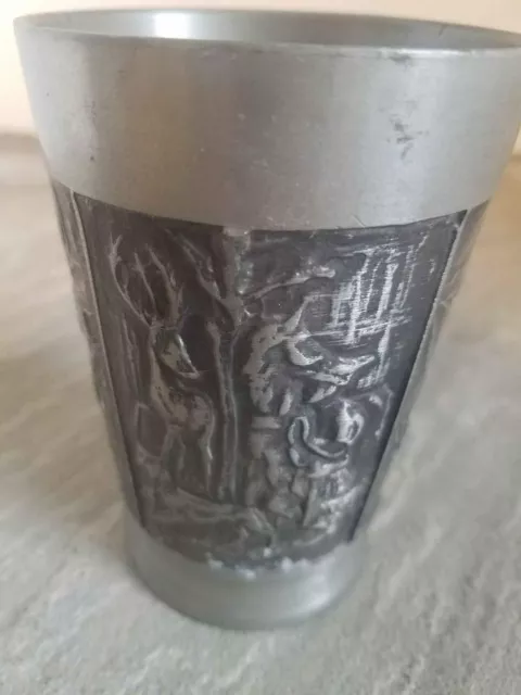 Vintage Fein Zinn pewter cup, stags, hounds