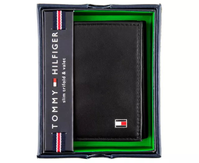 Mens TOMMY HILFIGER Oxford Slim Trifold Leather Wallet - Black