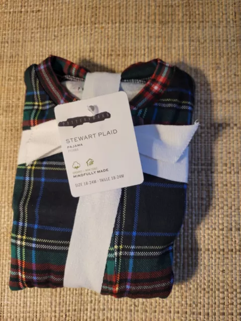 Pottery Barn Stewart Plaid Organic Cotton Pajamas 18-24 months Christmas
