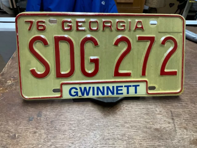 License Plate Vintage Georgia GA SDG 272 Gwinnett 1976 Rustic