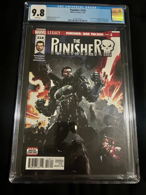 Punisher #218 CGC 9.8 White Pages. 1st Cameo of Punisher in War Machine Armor