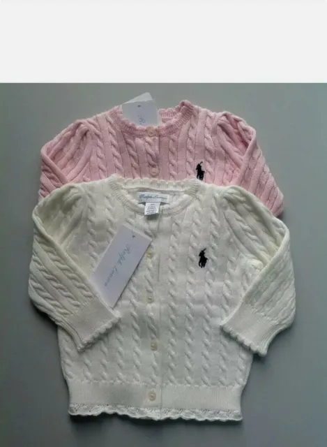 RALPH LAUREN BABY GIRLS CLASSIC CARDIGAN 100%GENUINE BNWT.price is for1 cardigan