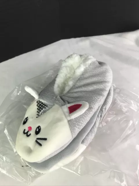 WONDER NATION GIRLS Sherpa Sequin Cat Ballet Slippers Size 8 13