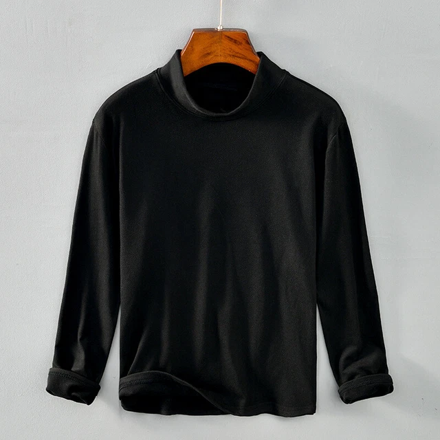 Uomo Termico Camicia Manica Lunga Elasticizzata Basic Top Fit Dolcevita Maglione