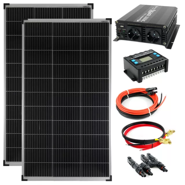 Komplettset 2x140 Watt Solarmodul 1000 Watt Wandler Laderegler Photovoltaik PV