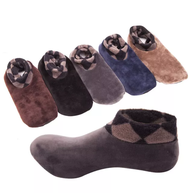 Mens Winter Warm Home Soft Fleece Thick Bed Sock Non Slip Slipper Floor Socks