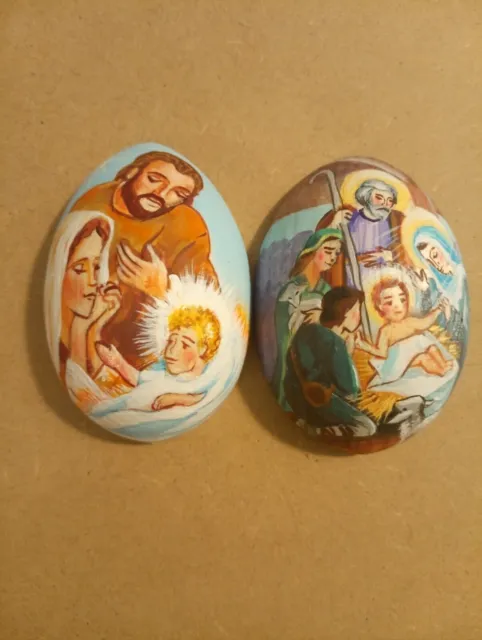 Huevos de Pascua Juego de 2 imanes de madera pintados para nevera