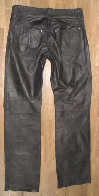 " Highway 1 " Damen Biker- Jeans IN Pelle/Nabuk Pantaloni di Pelle IN Nero TG 38