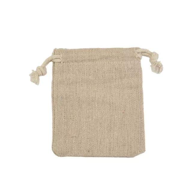 50xBag Natural Linen Pouch Drawstring Burlap Jute Sack Drawstring Gift Bags-