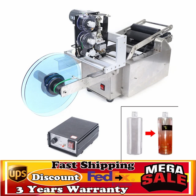 20-40pcs/Min Semi-automatic Round Bottle Labeling Machine Date Marking Tool 100W