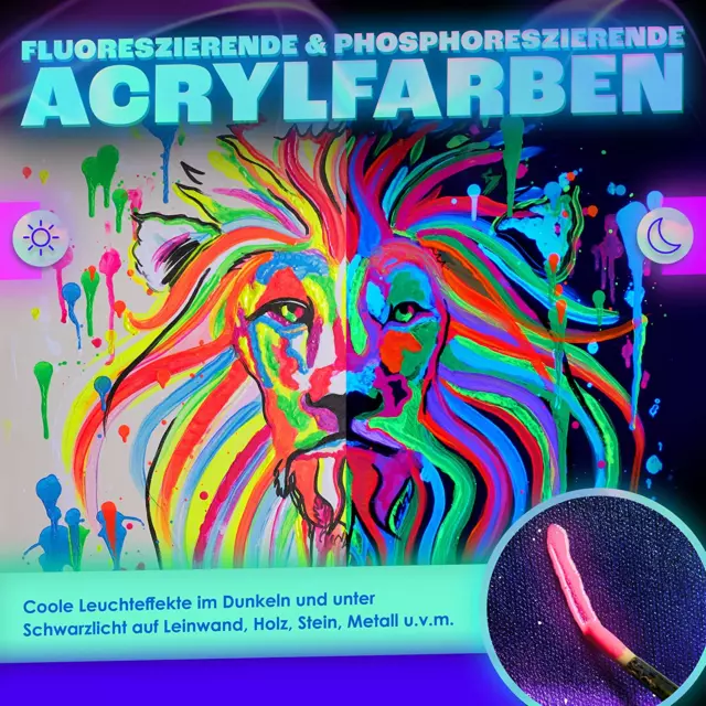 2-IN-1 Nachleuchtende Glow Farben | Glow in the Dark Farbe | Phosphoreszierende 3