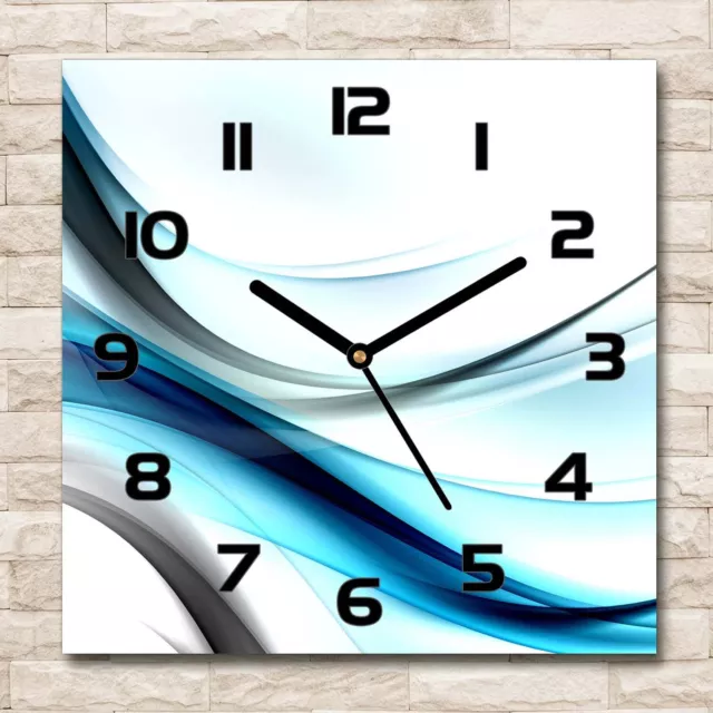 Reloj Decorativo de Vidrio Templado Estilo Moderno 30x30 Abstracción de ondas Ar