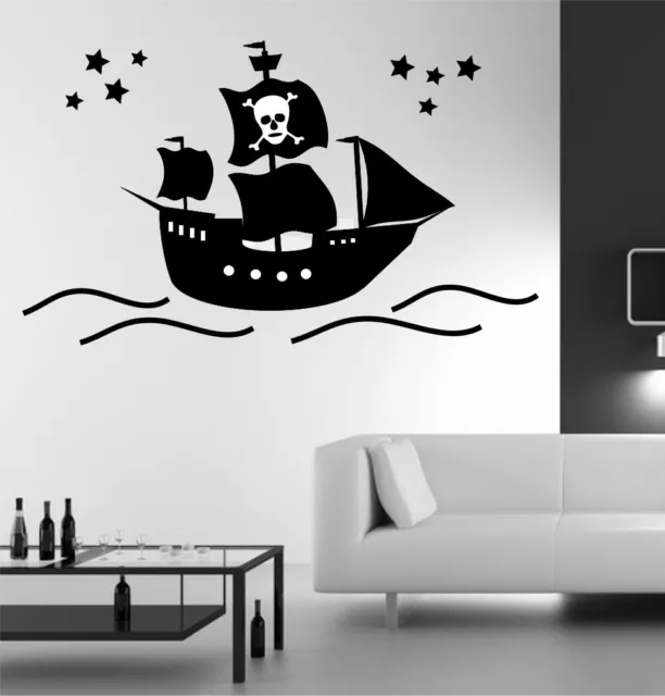 WANDTATTOO cooles Piraten Schiff Pirat Wandaufkleber Kinderzimmer Sticker NEU