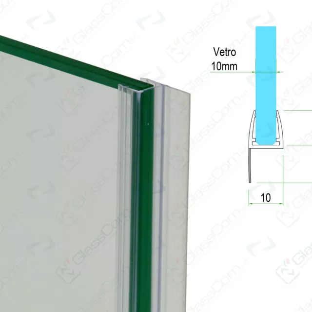 2,20 mt - Guarnizione box doccia con aletta morbida per vetro 10mm-GBM10