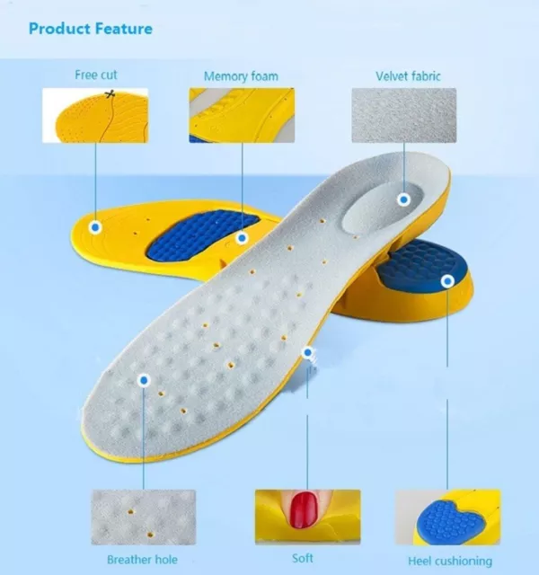 Work Boots Orthotic Foot Arch Heel Support Shoe Inserts Massaging Gel Insoles