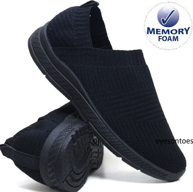 Ladies Womens Walking Sport Slip On Memory Foam Work Gym Fitness Trainers Shoes