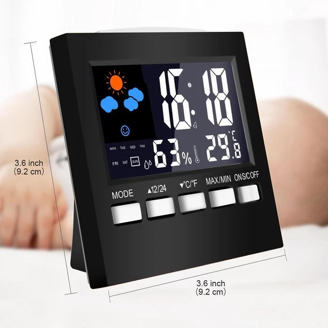 Digital LCD Clock Thermometer Meter Room Calendar Temperature P0G6 Alarm O3R4