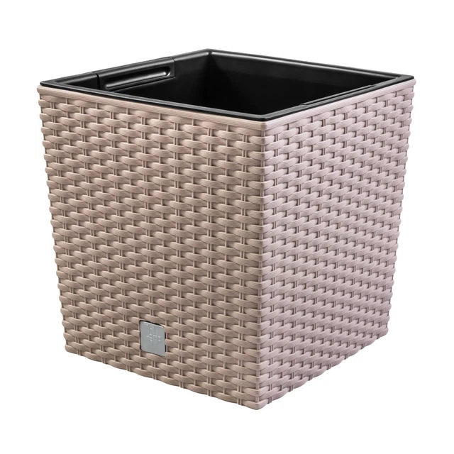 17L Pflanzkübel 'Rato Serie' – Rattan-Optik, Selbstbewässernd, Viereckig, In Mocca-Beige (500mm)