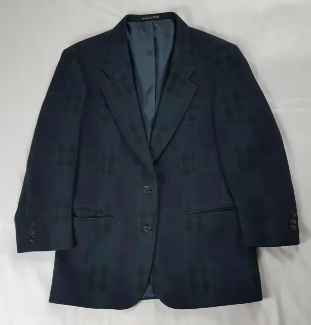 Woolrich Mallard Blue & Green Plaid Blazer Sport Coat Jacket Men's Small 40