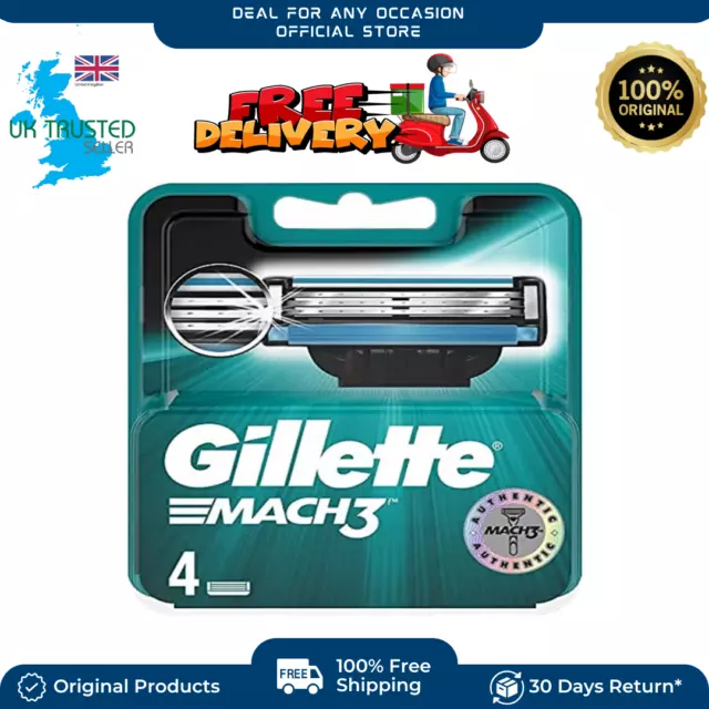 Gillette Mach3 Razor Blades Men Pack of 4 Blade Refills