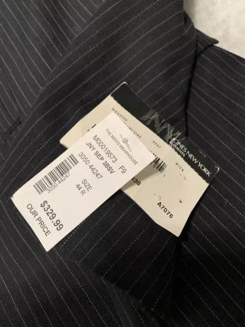 New Jones New York Elements Mens Charcoal Wool Blazer Size 44R Striped Jacket 3