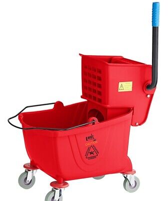 26 QT Red Space Saving Combo Mop Bucket and Side Press Wringer Lavex