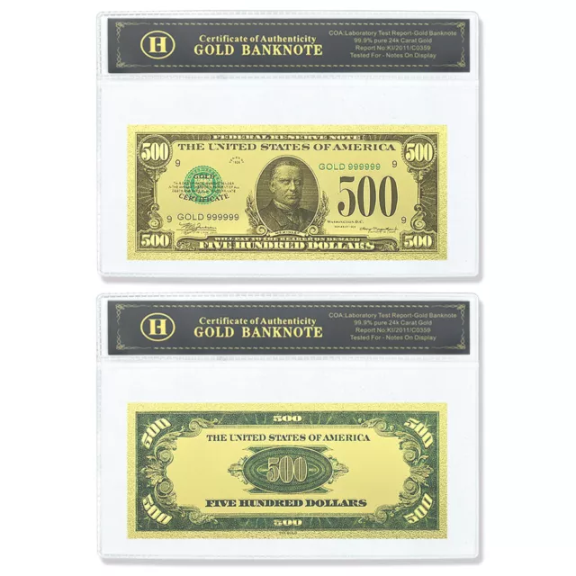 Us 500 Dollars Banknotes Notes Reserve Art Plastic Money with Plastic Card