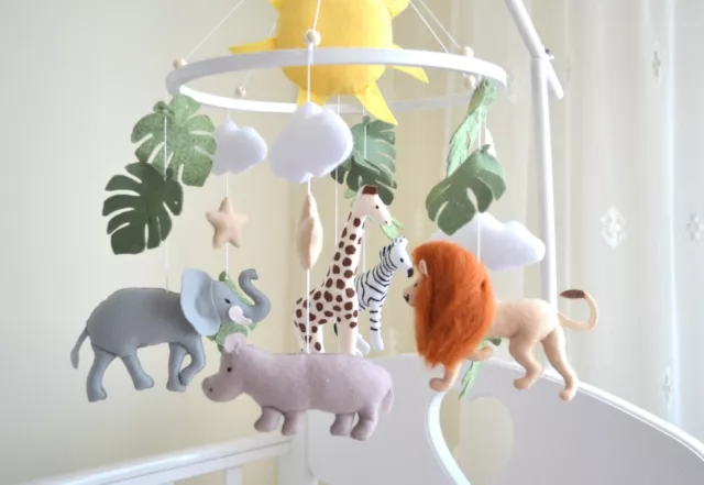 Jungle baby mobile, Safari  nursery mobile, lion crib mobile handmade girl boy