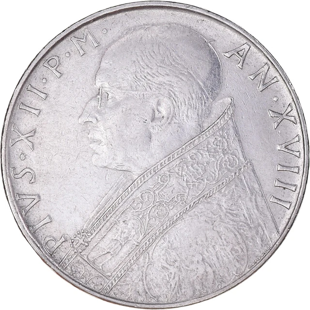 [#1042908] Moneta, CITTÀ DEL VATICANO, Pius XII, 100 Lire, 1956, BB, Acciaio ino