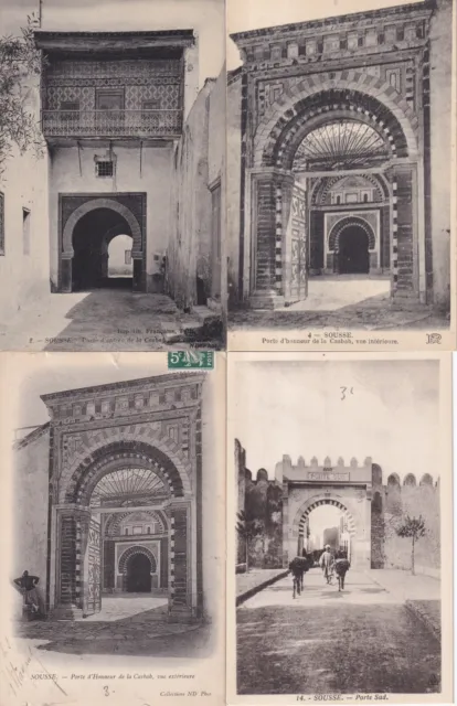 Lot de 4 cartes postales anciennes postcards TUNISIE TUNISIA SOUSSE porte
