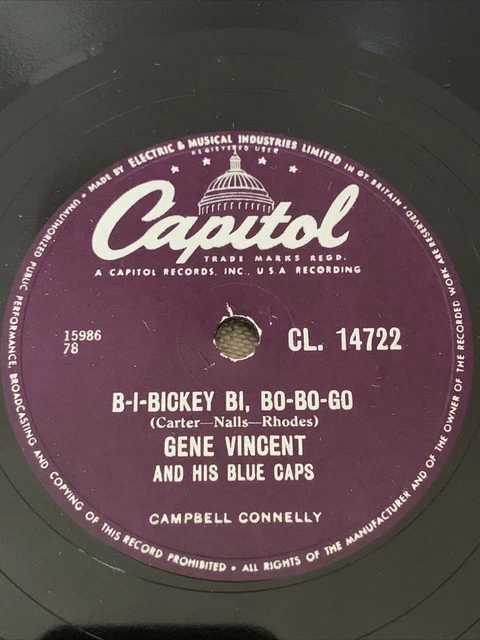 GENE VINCENT B I Bickey Bi ,Bo Bo Go ,FIVE DAYS 78 UK CAPITOL CL.14722 Excellent