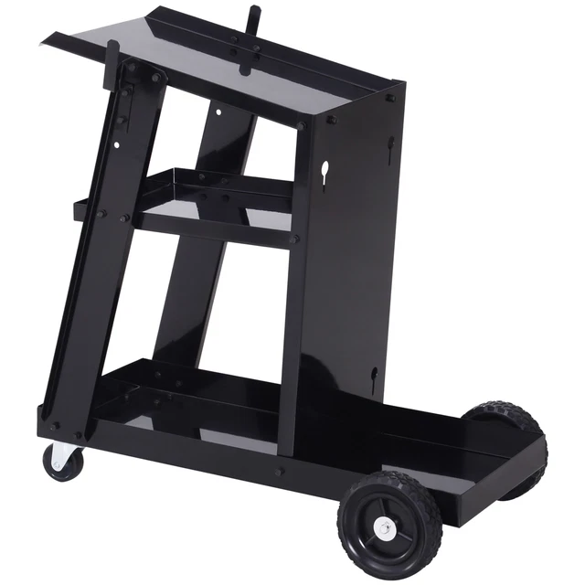 DURHAND Carrello Porta Utensili Attrezzi 4 Ruote in Gomma 3 Ripiani da Officina