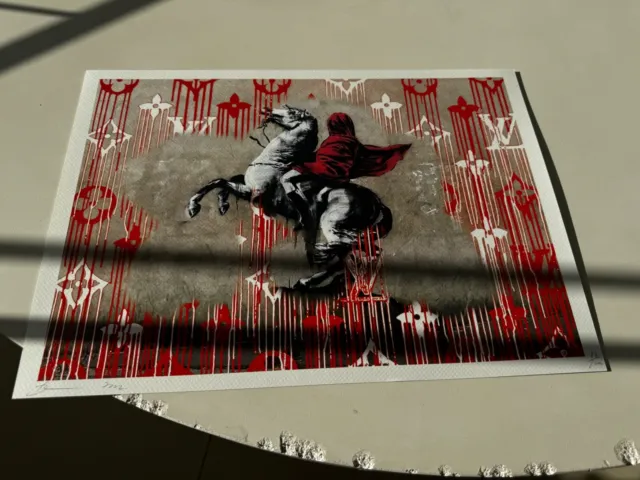 DEATH NYC ltd ed signed pop art print 45x32cm Banksy Hooded Rider Louis Vuitton