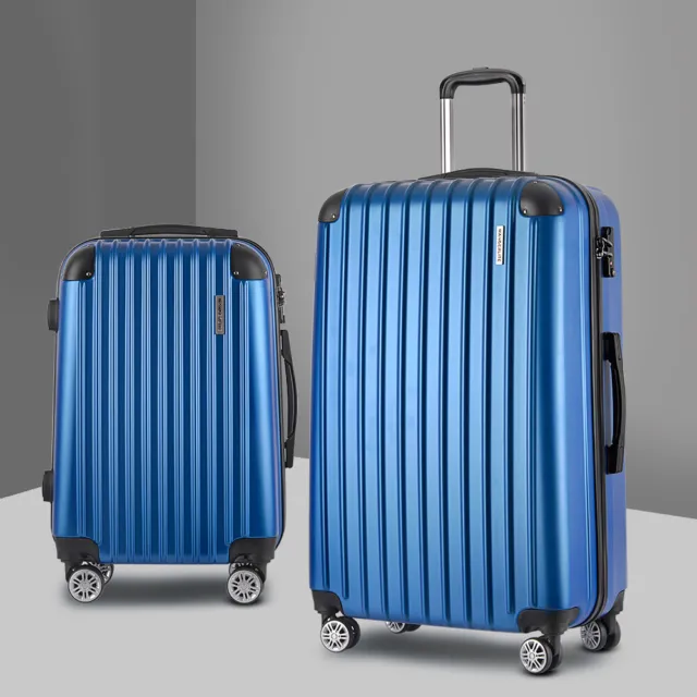Wanderlite Luggage Set 2pc 24" 28" Suitcase Hardcase Trolley Travel Blue