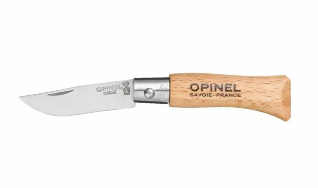 1x couteau OPINEL 2 INOX stainless steel knife manche hetre folding lame 3.5cm