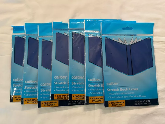Caliber - Stretch Book Covers - 7 Book Covers - Blue - 13 7/8” X 7 7/8”