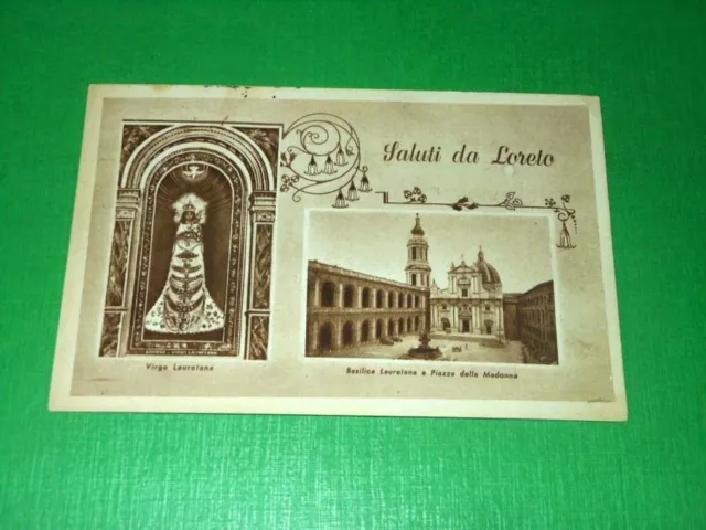 Cartolina Saluti da Loreto - Basilica Lauretana e Piazza - Virgo Lauretana 1952